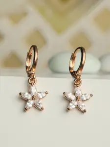Priyaasi Rose Gold Floral Drop Earrings
