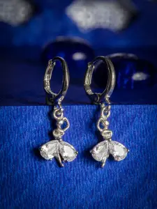 Priyaasi Silver-Toned Teardrop Shaped Drop Earrings