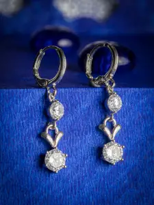 Priyaasi Silver-Toned Floral Drop Earrings