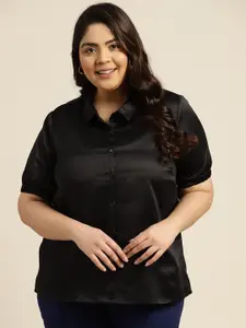 Sztori Women Plus Size Black Casual Shirt