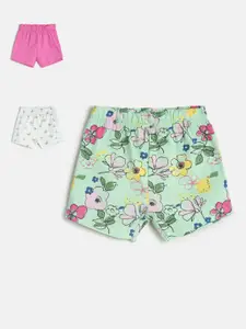 MINI KLUB Girls Multicoloured Floral Printed Regular Shorts
