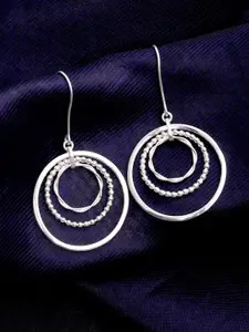TRISHONA Silver-Plated Contemporary Drop Earrings