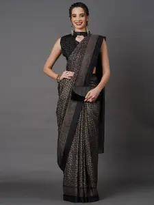 Mitera Black Printed Art Silk Saree