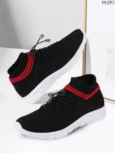 FAUSTO Men Black Mesh Running Non-Marking Shoes