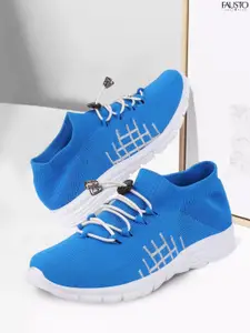 FAUSTO Men Blue Mesh Running Non-Marking Shoes