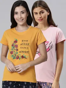 Kryptic Women Pack Of 2 Printed Pure Cotton Lounge T-Shirts