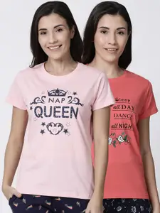 Kryptic Women Pack Of 2 Printed Pure Cotton Lounge T-Shirts