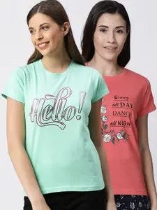 Kryptic Women Pack Of 2 Printed Pure Cotton Lounge T-Shirts