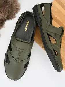 MENGLER Men Olive Green Shoe-Style Sandals