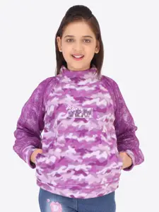 CUTECUMBER Girls Purple Printed Sweatshirt