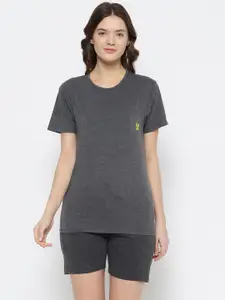 MACK JONNEY Women Grey T-shirt with Shorts