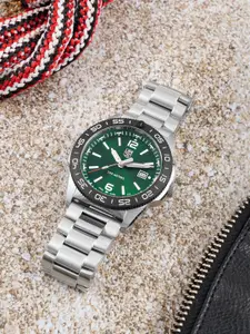 Luminox Men Green Dial & Silver Toned Stainless Steel Bracelet Style Straps Analogue Watch XS 3137