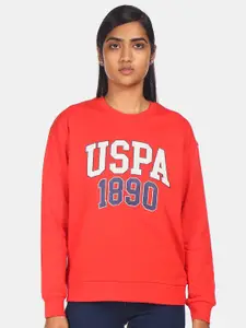 U.S. Polo Assn. U S Polo Assn Women Red Printed Sweatshirt
