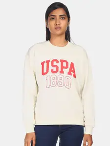 U.S. Polo Assn. U S Polo Assn Women Off White Printed Sweatshirt