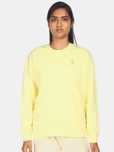 U.S. Polo Assn. U S Polo Assn Women Yellow Solid Sweatshirt