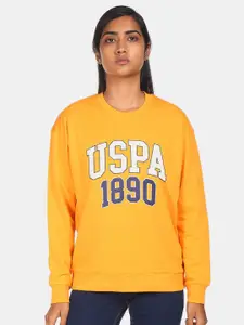 U.S. Polo Assn. U S Polo Assn Women Yellow Printed Sweatshirt