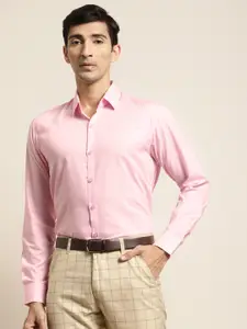 SOJANYA Men Pink Cotton Classic Fit Solid Formal Shirt