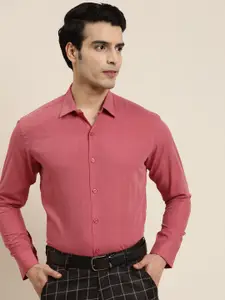 SOJANYA Men Coral Red Cotton Classic Fit Formal Shirt