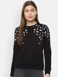 Van Heusen Woman Women Black Printed Sweatshirt