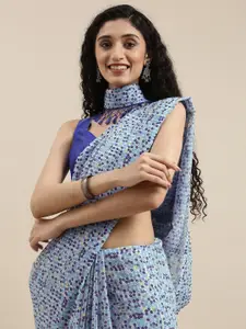 Mitera Turquoise Blue Sequinned Pure Georgette Saree