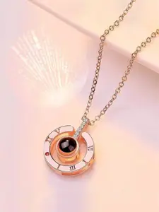 Yellow Chimes Rose Gold-Plated I Love You in 100 Languages Pendant With Chain