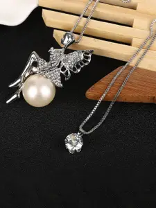 Yellow Chimes Silver-Toned Rhodium-Plated Necklace