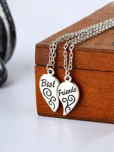 Yellow Chimes Set Of 2 Silver-Plated Best Friends Chain Pendant