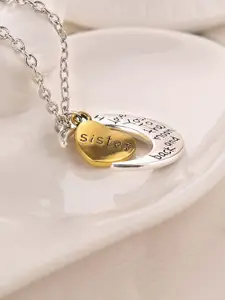 Yellow Chimes Yellow Chimes Silver-Plated Gold-Toned Sisters Love Special Moon Pendant With Chain