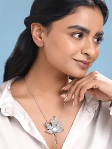 Yellow Chimes Silver-Toned Silver-Plated Necklace