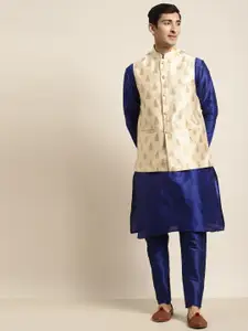 SOJANYA Men Blue Kurta with Pyjamas  & Nehru Jacket