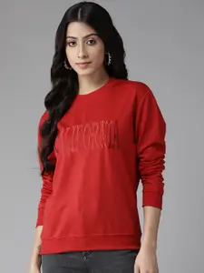 KASSUALLY Women Red Sweatshirt