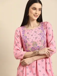 all about you Pink Ethnic Motifs Ethnic A-Line Midi Dress