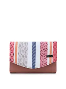 Exotic Women Pink & White Striped Envelope Wallet