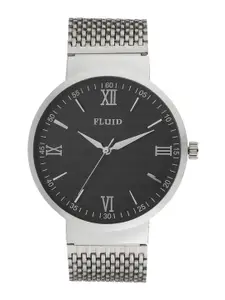FLUID Men Black Dial & Silver Toned Bracelet Style Straps Analogue Watch FL-811G-BK01