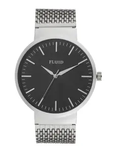 FLUID Men Black Dial & Silver Toned Bracelet Style Straps Analogue Watch FL-814G-BK01