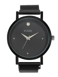 FLUID Women Black Embellished Dial & Black Bracelet Style Straps Analogue Watch FL-816G-BK01