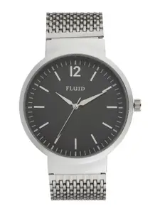FLUID Men Black Dial & Silver Toned Bracelet Style Straps Analogue Watch FL-809G-BK01