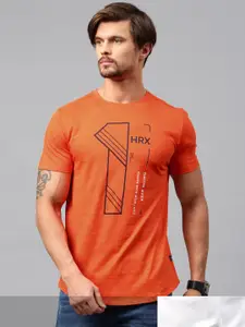 HRX by Hrithik Roshan Men Pack Of 2 Printed Cotton T-shirts