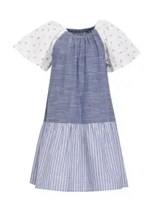 A Little Fable Blue & bright gray Striped A-Line Dress