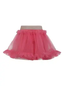 A Little Fable Girls Pink Solid Knee Length Flared Skirt