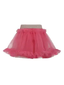 A Little Fable Girls Pink Solid Knee-Length Flared Tutu Skirt