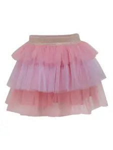 A Little Fable Girls Purple & Pink Solid Knee-Length Flared Tutu Skirt