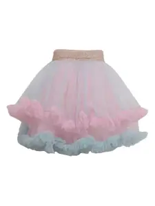 A Little Fable Girls Pink Solid Knee-Length Tutu Skirt