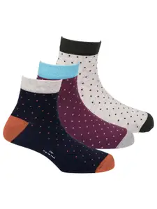 The Tie Hub Men Pack Of 3 Patterned Ankle-Length Socks