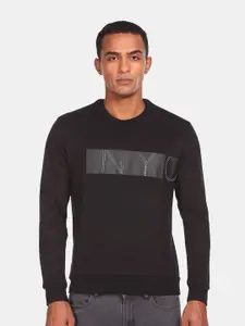 Arrow New York Men Black Brand Printed Sweatshirt