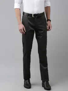 Arrow Men Grey Solid Mid-Rise Tapered Fit Trousers