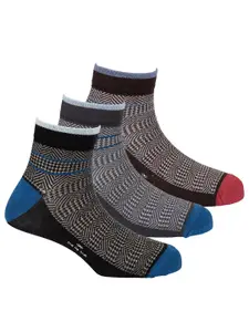 The Tie Hub Pack of 3 Herringbone and Houndstooth Ankle Length Socks (Pack of 3)