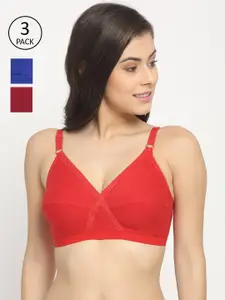 Friskers Pack of 3 Red & Blue Everyday Bra