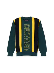 Status Quo Boys Green & Yellow Printed Cotton Sweater