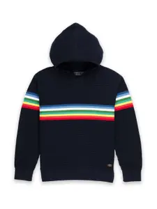 Status Quo Boys Navy Blue & Red Striped Pullover